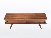 Modern Tv Console, Mid Century Modern Style In Solid Walnut "Montecito" 4 small