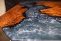 Redwood And Blue Epoxy Coffee Table With Powder Coated Steel Base 2 small