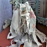 Flower Arrangement Dusty Miller Rustic Bird Jar Vase Rag Bow Vintage Decor 2 small