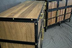 Walnut Sideboard. Industrial With Brass Accents. Wood Buffet With Drawers. Custom Credenza. 4 small