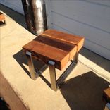 Living Room Table Set,  Stainless Steel And 8x8 Beam Coffee Table And End Table 6 small