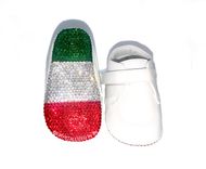 Crystallized Baby Booties Baptism Boys Crib Shoes Bling Genuine European Crystals Bedazzled 5 small