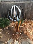 Wine Barrel Sphere And Stand Yard Sculpture-Medium 4 small