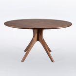 Round Walnut Table, Mid Century Modern Dining Table, Solid Walnut Wood, 1 small