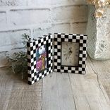 Hand Painted Checks Picture Frame Clock Whimsical Check Decor Buffalo Check 2 small