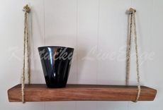 Natural Wood Shelf- Hanging Shelf- Live Edge Shelf- Walnut- Reclaimed Wood- Solid Wood Shelf 3 small