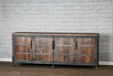 Farmhouse Style Credenza, Reclaimed Wood Media Console, Rustic Buffet, Industrial Media Console 4 small