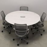 Round Shape Custom Conference Table, Engineered Stone Top - Aurora Meeting Table 4 small