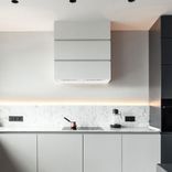 30" Stainless Steel Range Hood, 3 Stacks Modern Box Kitchen Hood With Powerful Vent Motor 3 small