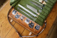 Italian Leather Custom Knife Roll 1 small