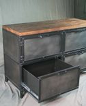 Modern Industrial File Cabinet - Reclaimed Wood - Distressed Steel - Filing. Printer Stand. 4 small