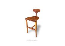 Walnut Three Legged Bar Stool With Carved Seat 1 small