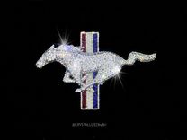 Ford Mustang Tribar Crystallized Car Emblem Horse Bling Genuine European Crystals Bedazzled 1 small