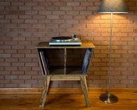 Record Player Stand, Premium Solid Wood Vinyl Storage Black Limba 3 small