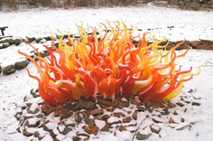 Outdoor Glass Garden Sculptures' | Glass Art - Internally Lit 3 small