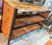"Dead Edge" Reclaimed Wood And Steel Coffee Table And Media Console Set 3 small