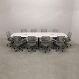 Boat Shape Custom Conference Table, Engineered Stone Top - Aurora Meeting Table 3 small