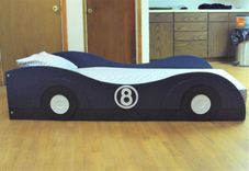Stylized Sportscar Twin Kids Bed Frame - Handcrafted - Race Car Themed Children's Bedroom Furniture 4 small