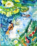 Koi Fish Painting, Original, On Canvas. One Of Kind, Only One Available 2 small