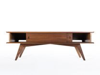 Modern Tv Console, Mid Century Modern Style In Solid Walnut "Montecito" 9 small