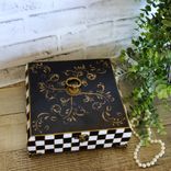 Black White Checked Decorative Box Checkerboard Decor Storage Hand Painted Check 4 small