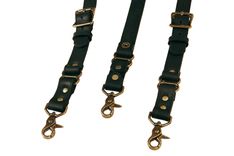 Double Thick Black Leather Suspenders With Antique Brass Hardware 4 small