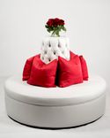 White 60" Diameter Faux Leather Circle Round Settee Sofa 7 small