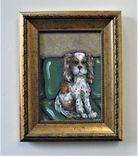 Original Gold Framed King Charles Cavalier Spaniel Dog Painting, 7 1/4" X 9 1/2" 1 small