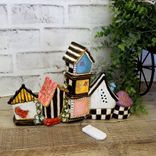 Whimsy Check Decor Night Light Lamp Hand Painted Whimsical Checked Birdhouse 4 small