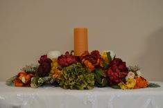 Thanksgiving Candle Centerpiece- Fall Arrangement 4 small