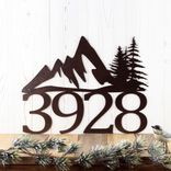 Metal House Number Plaque with Mountains and Pine Trees 1 small