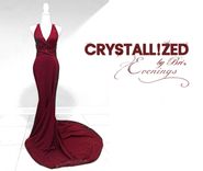 Custom Crystallized Evening Gown Formal Prom Dress Wedding Attire Bling European Crystals Bedazzled 2 small