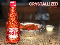 Crystallized Frank's Red Hot Bottle Condiment Hot Wings Kitchen Bling European Crystals Bedazzled 4 small