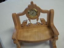 Small Hand Carved Wooden Bench With Clock 3 small