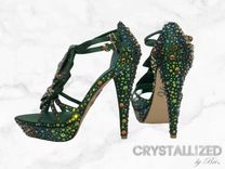 Fully Crystallized High Heels Bling Shoes Genuine European Crystals Bedazzled Pumps Sandals 4 small