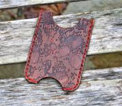 Handmade Leather Minimalist Wallet Minus Brown Red Zombie Skulls 1 small