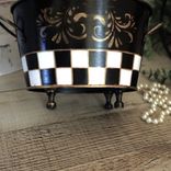 Vintage Check Small Towel Caddy Holder Black And White Check Vanity Organizer 3 small