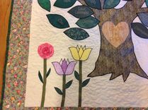 Custom Family Tree Heritage Heirloom Appliqued And Embroidered Quilt With 3d Flowers 3 small