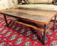 "Dead Edge" Reclaimed Wood And Steel Coffee Table And Media Console Set 2 small