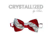 Any Color Double Stripe Crystallized Bow Tie Bling Genuine European Crystals Bedazzled 3 small