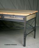 Vintage Industrial L Shaped Desk. Steel & Wood Office Furniture. Mid Century Style. Desk W/ Return. 7 small