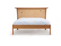 Queen Bed Frame, Wood Headboard, Platform Bed, Handmade, Cherry, Curly Maple, Inlay, Bedroom 2 small