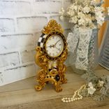Courtly Mantle Clock Black And White Checked Baroque Clock With Cherubs 6 small