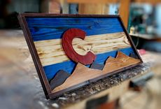 Large Wooden Colorado Flag With Frame 18x32in 1 small