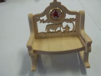 Small Hand Carved Wooden Bench With Clock 1 small