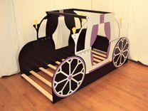 Princess Carriage Twin Kids Bed Frame - Handcrafted - Princess Themed Children's Bedroom Furniture 2 small