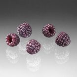 One Realistic Purple Glass Raspberry Sculpture, Hand Blown and Life-Sized 3 small