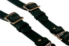 Double Thick Black Leather Suspenders With Antique Brass Hardware 6 small