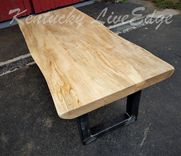 Reclaimed Live Edge Maple Coffee Table- Industrial Coffee Table- Large Coffee Table- Steel Legs 2 small