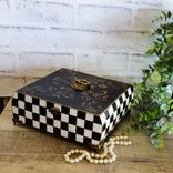 Black White Checked Decorative Box Checkerboard Decor Storage Hand Painted Check 5 small